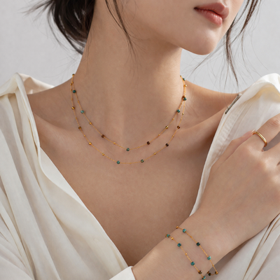 GP07 - Delicate Multicolor Natural Stone Layered Necklace