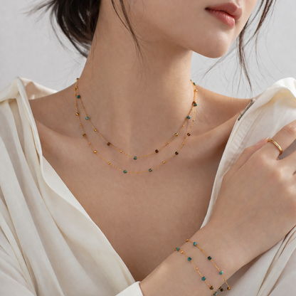 GP07 - Delicate Multicolor Natural Stone Layered Necklace
