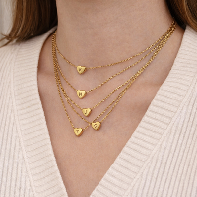 GP17 - Gold Heart Initial Necklace – Personalized Love Keepsake