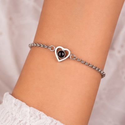 PS01 - Personalized Heart Projection Bracelet – Silver, Rose Gold, Gold Finishes