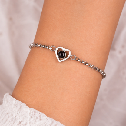 PS01 - Personalized Heart Projection Bracelet – Silver, Rose Gold, Gold Finishes