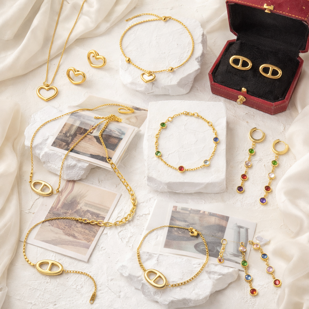 CC05 - Elegant Gold-Plated Jewelry Collection – Timeless Everyday Luxury (Necklaces · Bracelets · Earrings)