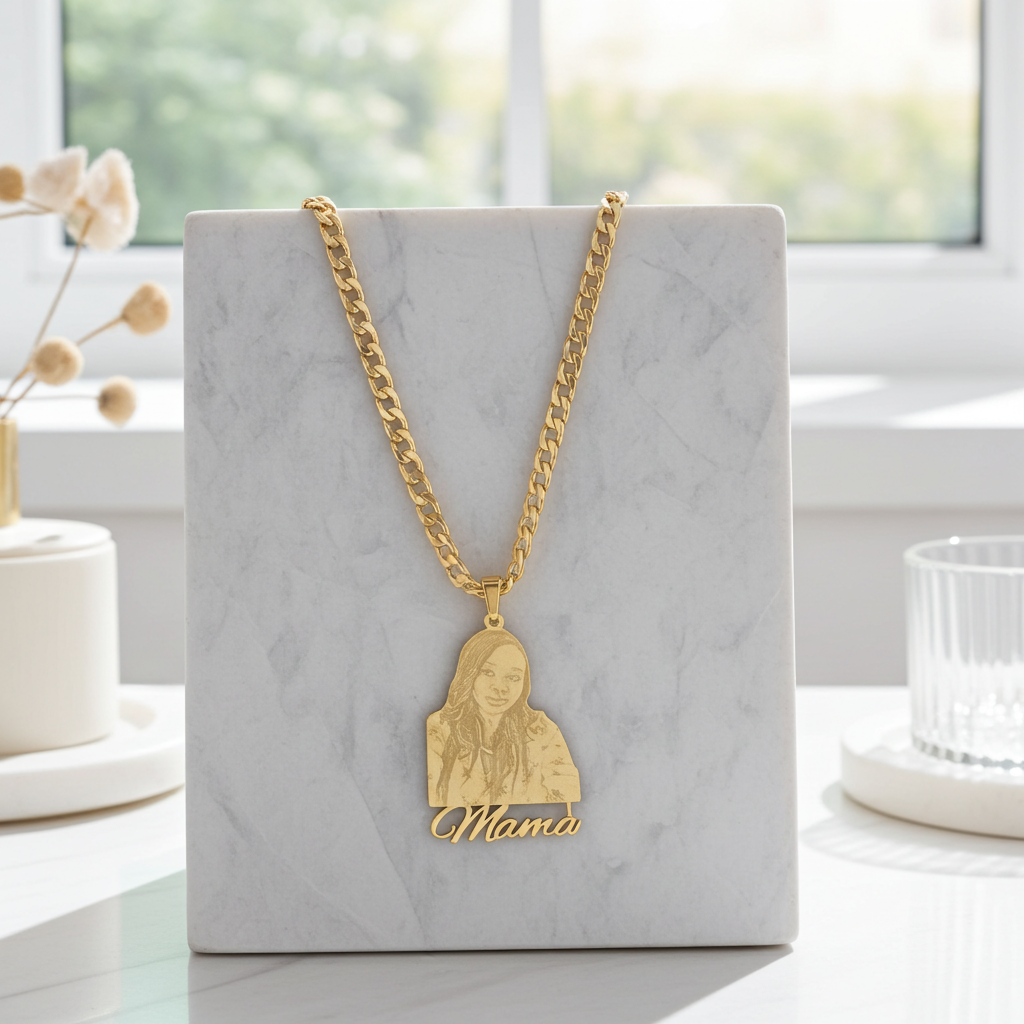 DZ01 - Custom Engraved Photo Pendant Necklace with Name – Eternal Memory Keepsake