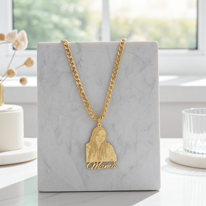 DZ01 - Custom Engraved Photo Pendant Necklace with Name – Eternal Memory Keepsake