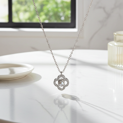 PX46 - Eternal Blossom Photo Projection Necklace – Rose Gold and White Gold