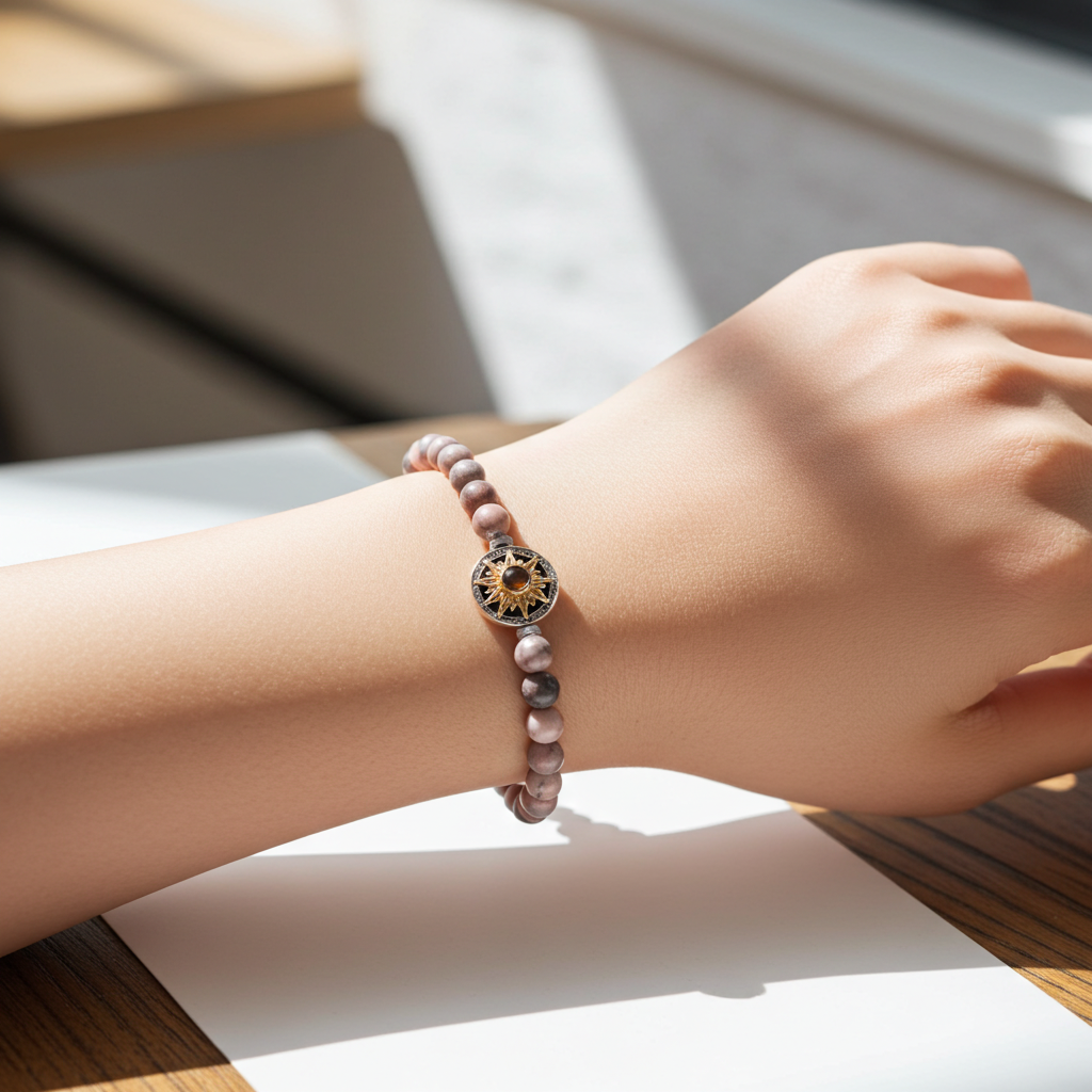 PS06 - Personalized Sun Photo Projection Beaded Bracelet