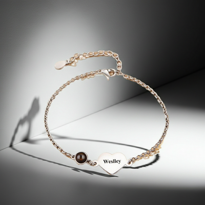 PS33 - Personalized Name & Photo Projection Heart Bracelet