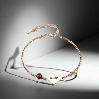 PS33 - Personalized Name & Photo Projection Heart Bracelet