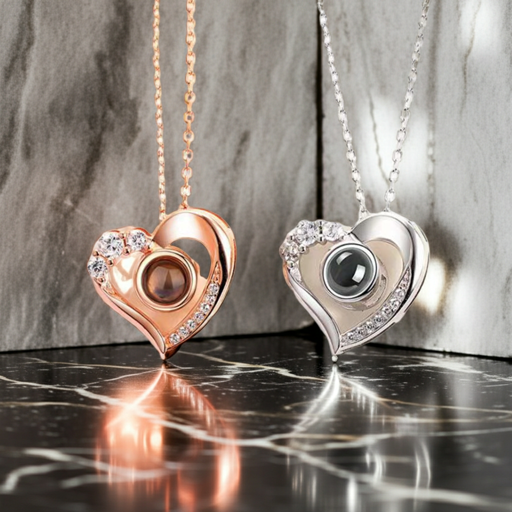PX16 - Eternal Love Hidden Photo Necklace – Heart Design (Gold / Silver)