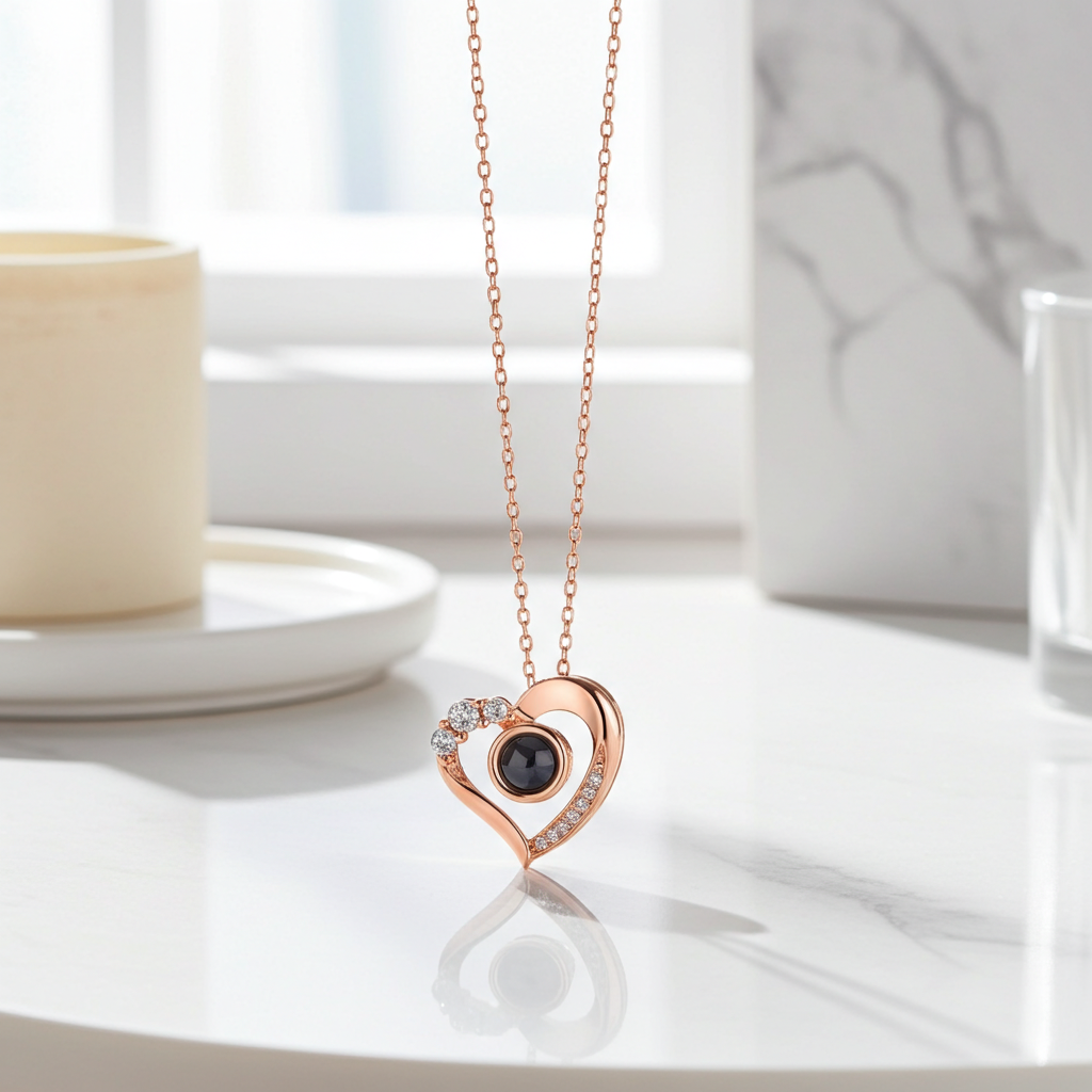 PX16 - Eternal Love Hidden Photo Necklace – Heart Design (Gold / Silver)