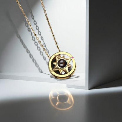 PX14 - Compass Projection Necklace - Silver, Rose Gold and Gold Color