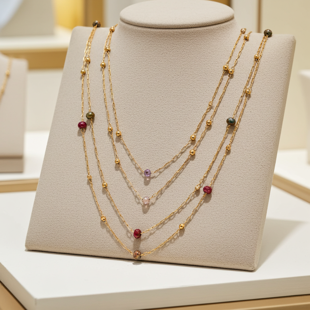 GP07 - Delicate Multicolor Natural Stone Layered Necklace