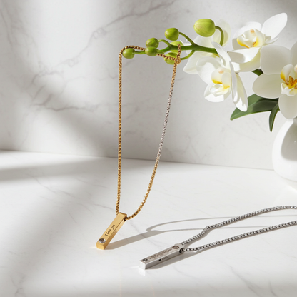 PX13 - Personalized Hidden Photo Necklace & Keychain Bar Pendant – “I Love You” Projection Gift