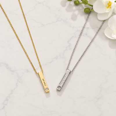 Personalized Hidden Photo Bar Necklace & Keychain