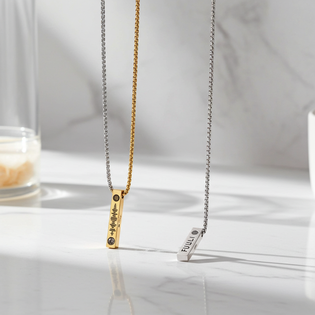 PX13 - Personalized Hidden Photo Necklace & Keychain Bar Pendant – “I Love You” Projection Gift