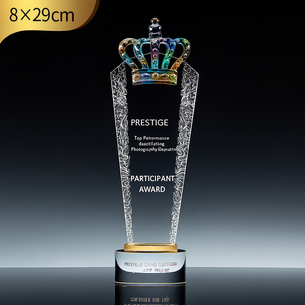 SP11 🏆 Customizable Premium Crystal Trophy with Liuli Accents – Celebrate Excellence in Style
