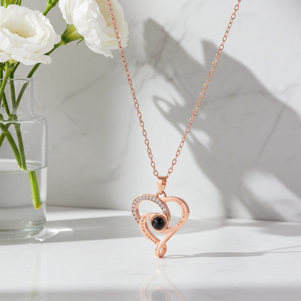 PX69 - Promise Heart Photo Projection Necklace