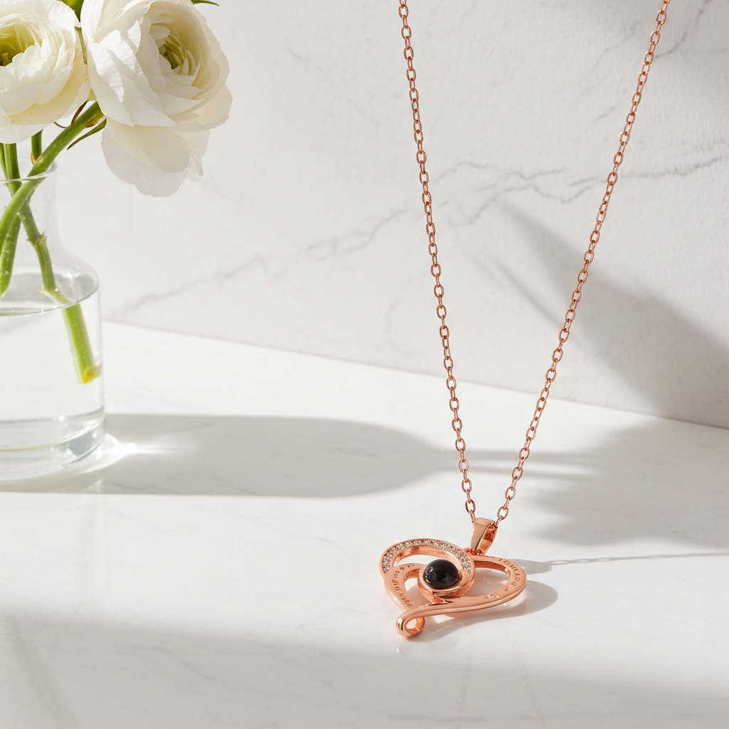 PX69 - Promise Heart Photo Projection Necklace