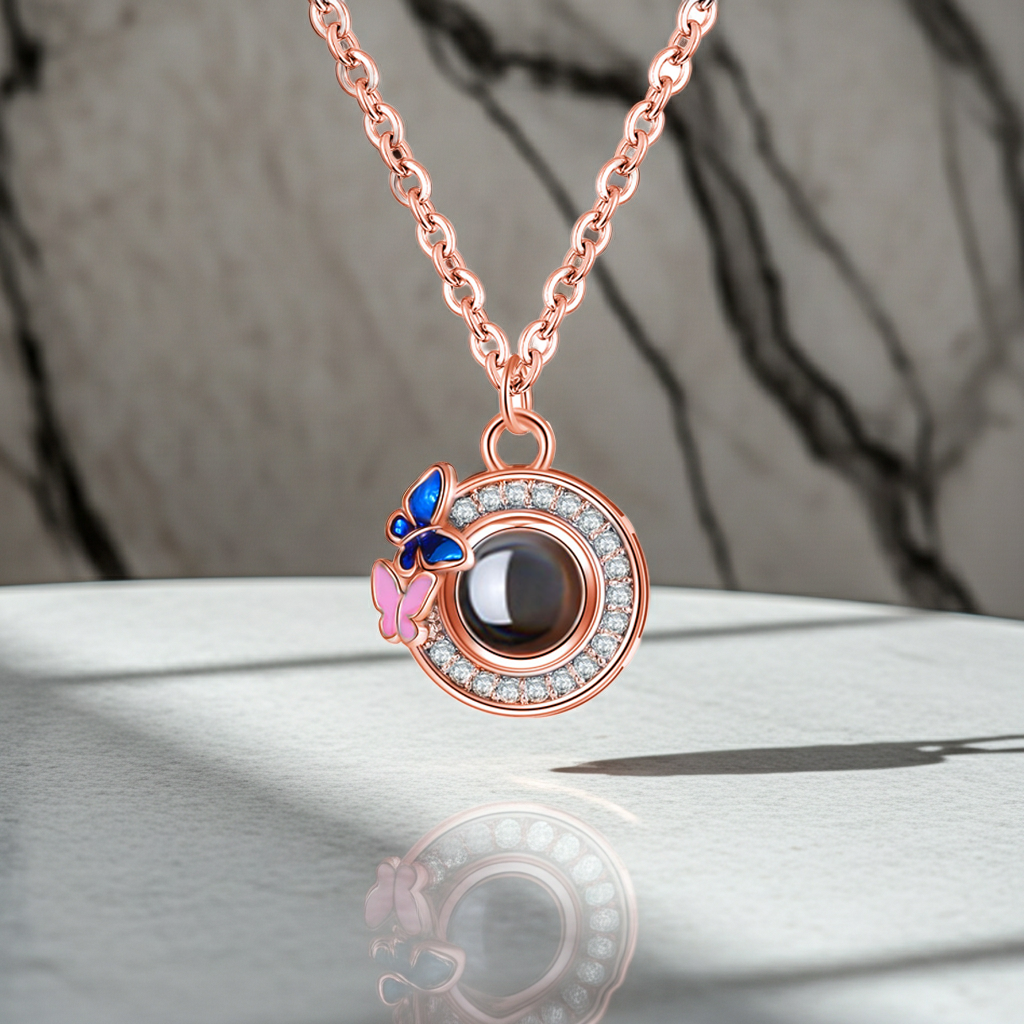 PX59 - Butterfly Halo Photo Projection Necklace