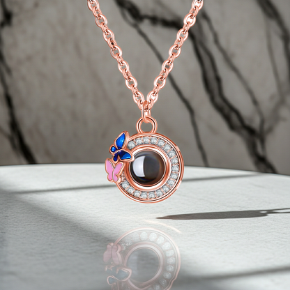 PX59 - Butterfly Halo Photo Projection Necklace