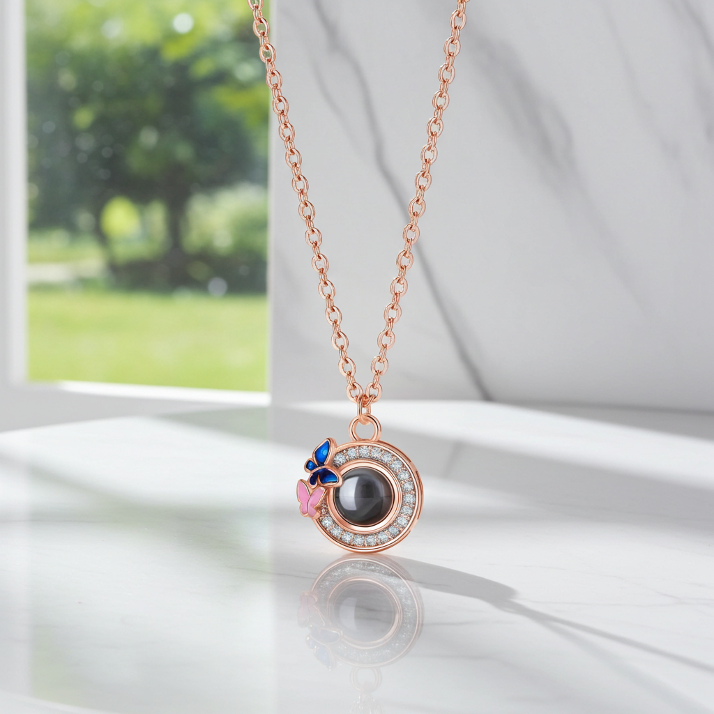 PX59 - Butterfly Halo Photo Projection Necklace