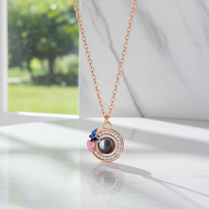 PX59 - Butterfly Halo Photo Projection Necklace