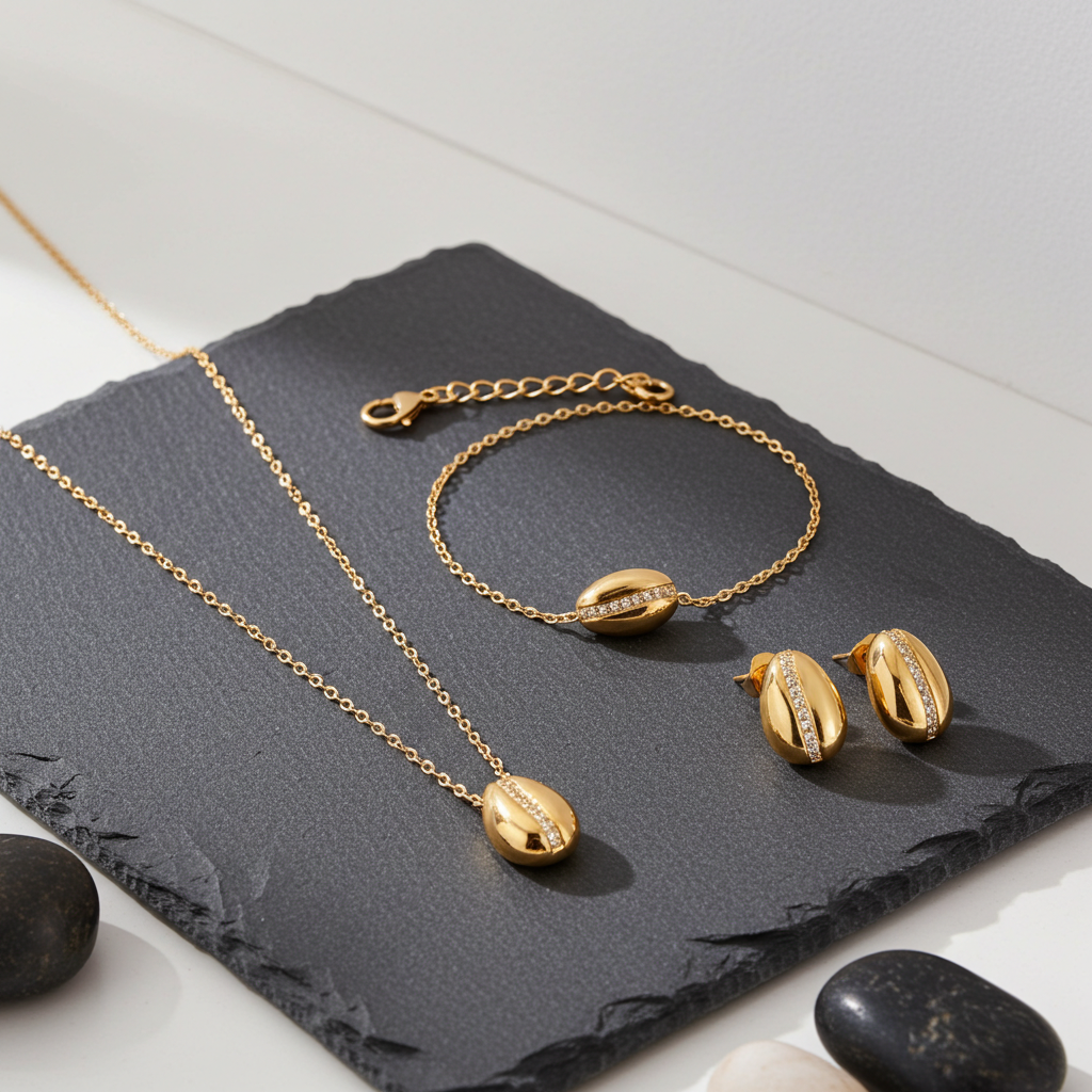 GP26 - Teardrop Sparkle Jewelry Set – Bracelet, Necklace & Earrings