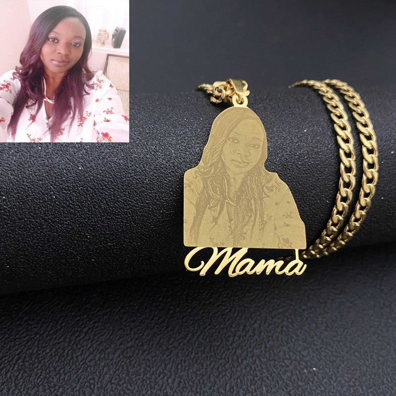 DZ01 📸 Custom Engraved Photo Pendant Necklace with Name – Eternal Memory Keepsake