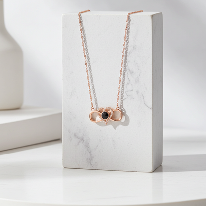 PX35 - Infinity Heart Photo Projection Necklace – Eternal Love Captured in a Glance