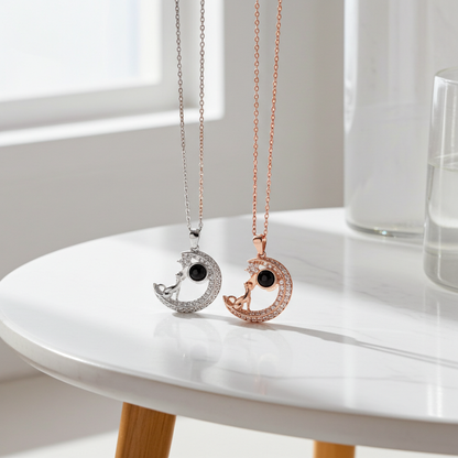 PXS104 - “Reach for the Stars” Moon & Dog Photo Projection Necklace