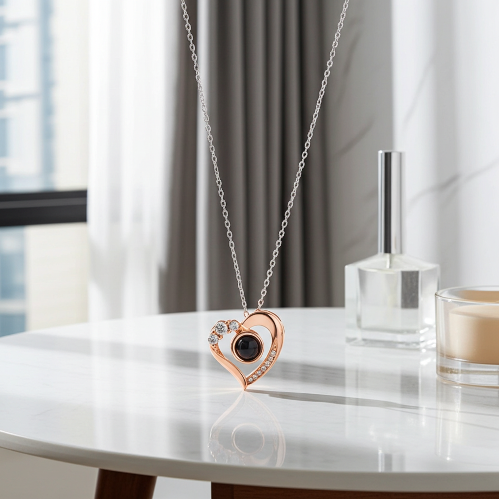 PXS113 - Eternal Heart Photo Projection Necklace