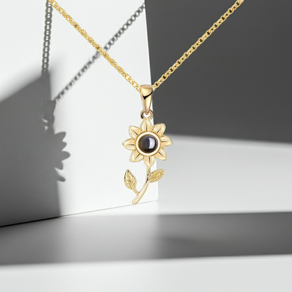 PX07 - Custom Sunflower Projection Necklace – Hidden Photo Inside (Multiple Color Options)