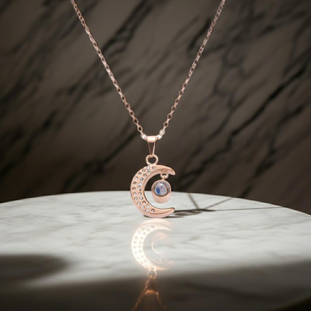 PX05 - Custom Moon Projection Necklace – Rose Gold, Silver, Gold