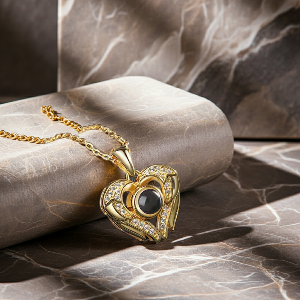 PXS107 - Echoya – Eternal Heart Photo Projection Necklace