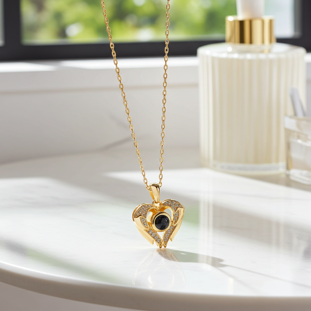 PXS107 - Echoya – Eternal Heart Photo Projection Necklace