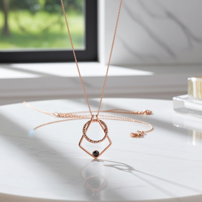 PX70 - Geometric Promise Photo Projection Necklace