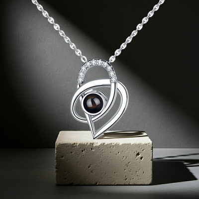 PX58 - Intertwined Heart Photo Projection Necklace