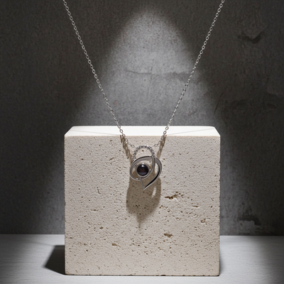 PX58 - Intertwined Heart Photo Projection Necklace