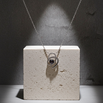 PX58 - Intertwined Heart Photo Projection Necklace