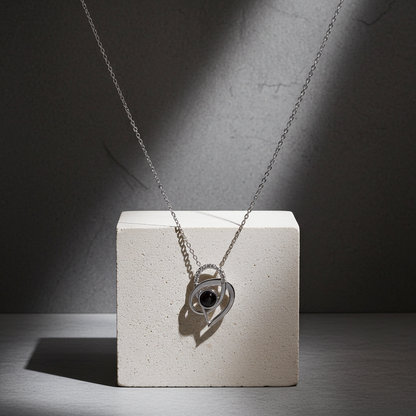 PX58 - Intertwined Heart Photo Projection Necklace