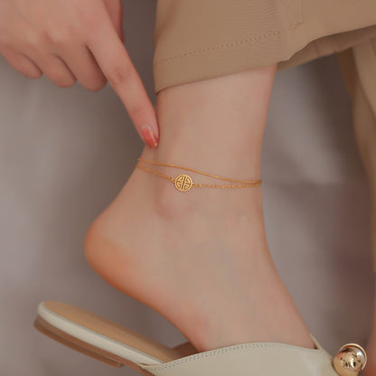 FC01 🌟 Delicate Gold Anklet Collection – Symbols of Love, Luck & Grace