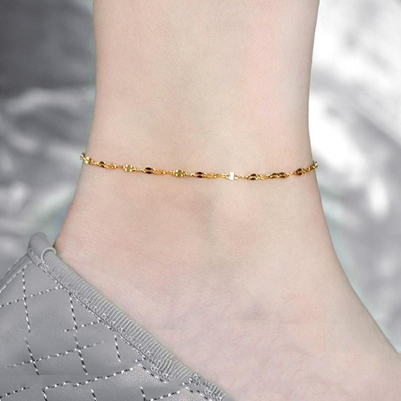 FC01 🌟 Delicate Gold Anklet Collection – Symbols of Love, Luck & Grace