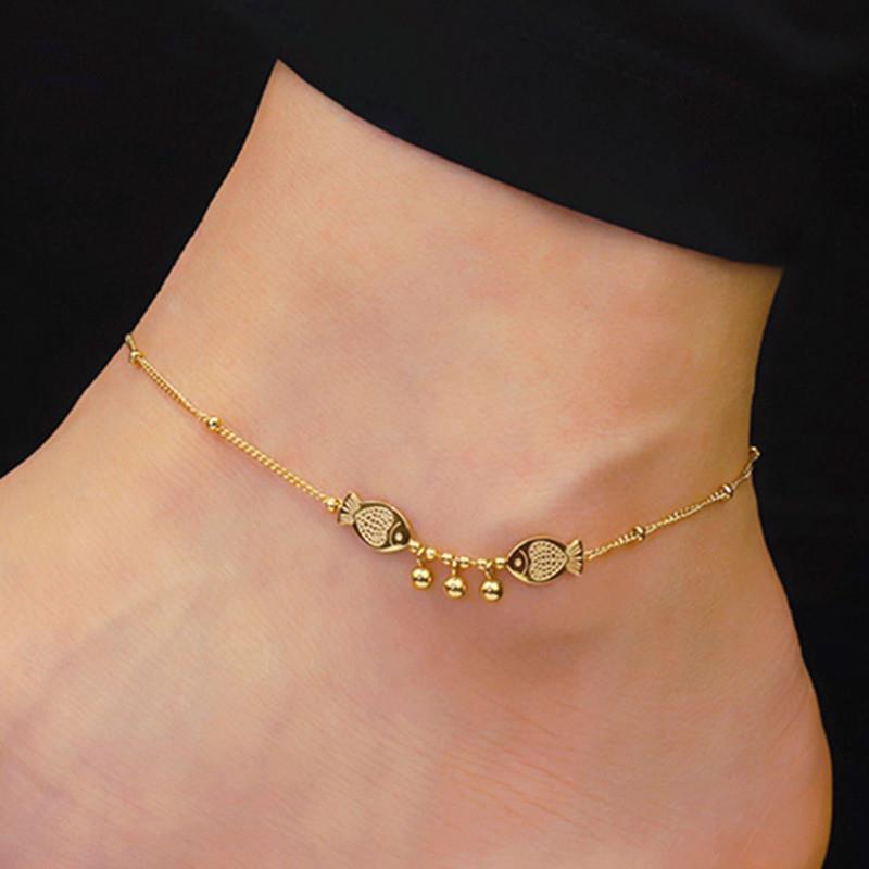 FC01 🌟 Delicate Gold Anklet Collection – Symbols of Love, Luck & Grace