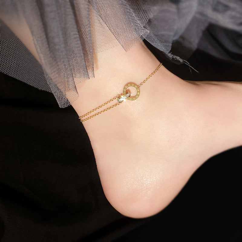 FC01 🌟 Delicate Gold Anklet Collection – Symbols of Love, Luck & Grace