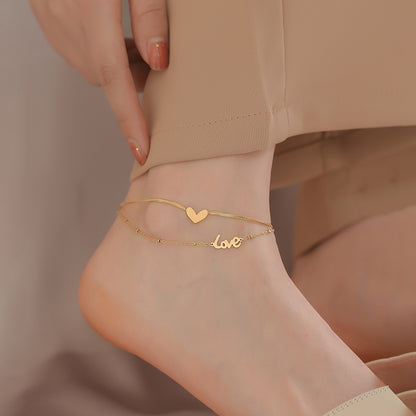FC01 🌟 Delicate Gold Anklet Collection – Symbols of Love, Luck & Grace