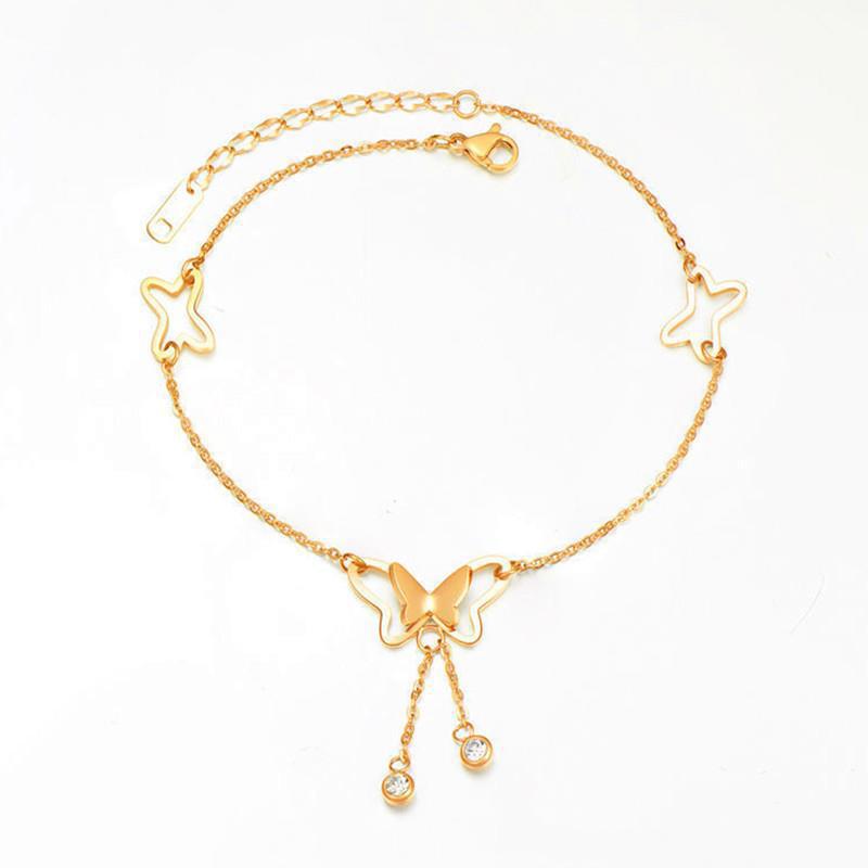 FC01 🌟 Delicate Gold Anklet Collection – Symbols of Love, Luck & Grace