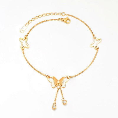 FC01 - Delicate Gold Anklet Collection – Symbols of Love, Luck & Grace