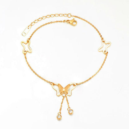 FC01 🌟 Delicate Gold Anklet Collection – Symbols of Love, Luck & Grace