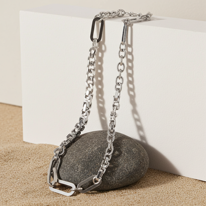 CC12 - Bold Mixed Chain Stainless Steel Necklace