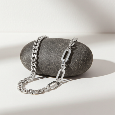 CC12 - Bold Mixed Chain Stainless Steel Necklace